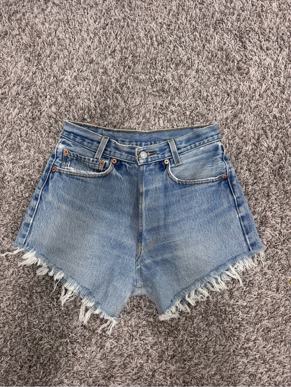 Levi's Light Wash Frayed High-Rise Denim Cutoff Shorts